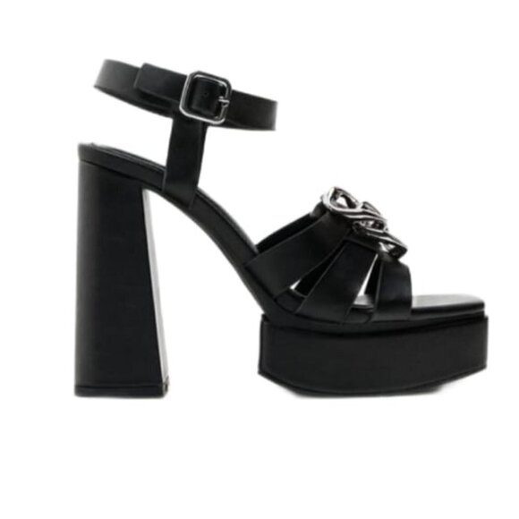 ZARA STRAPPY PLATFORM HEEL SANDALS SIZE 9US Black | 3345/910 - Picture 4 of 14